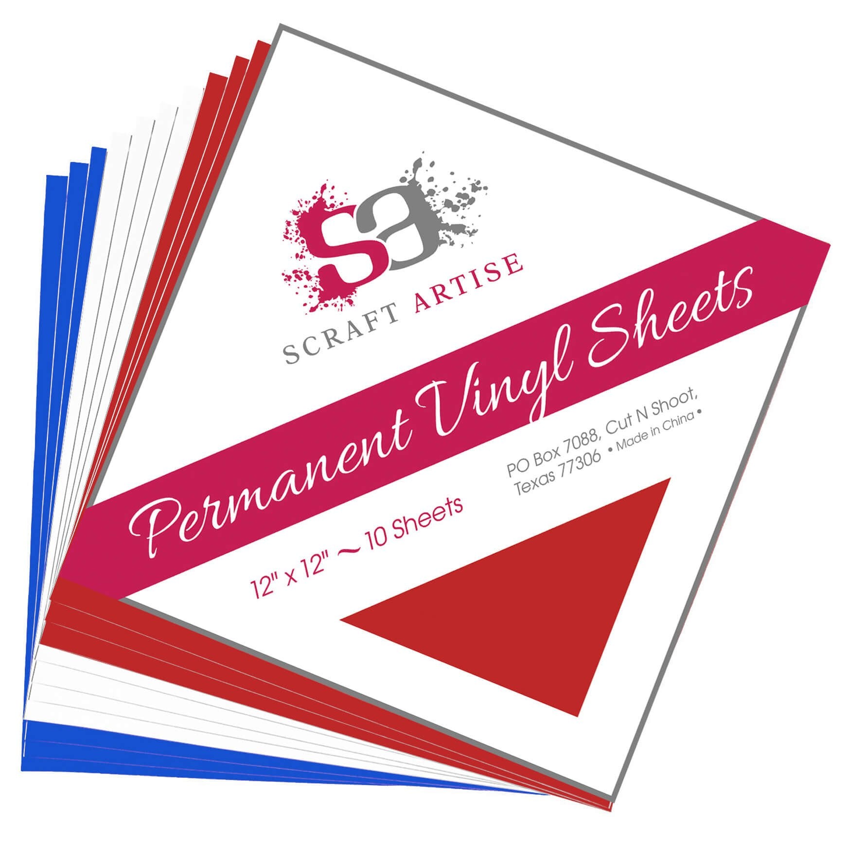 Scraft Artise Independence Matte Permanent Adhesive Craft Vinyl 12 x 12 Sheets - 10 Pack