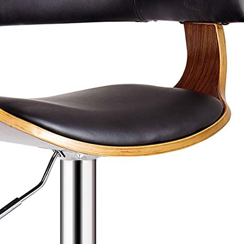CastleGoods™ Black Contemporary Swivel Adjustable Barstool with Padded Armrests