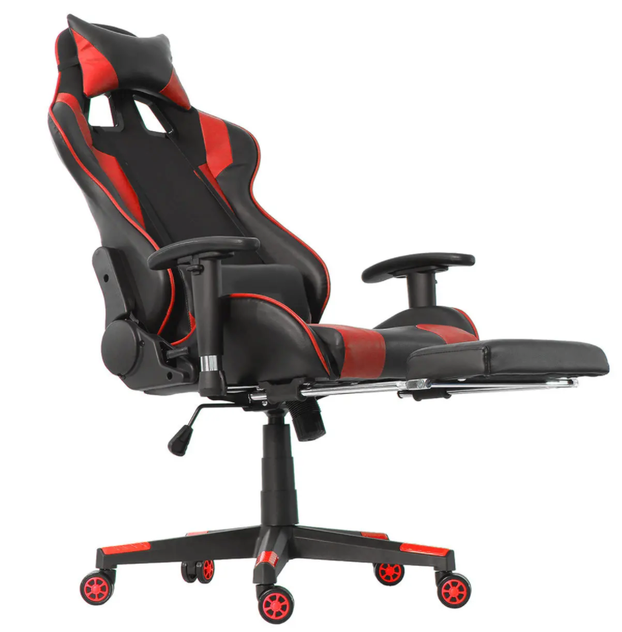CastleGoods™ Gaming Chair Desk Computer Ergonomic Office Home Racing Chair Desk with Adjustable Armrests High-Back PU Leather Laptop Desk Chair with Footrest