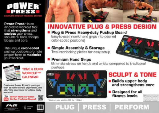 Original Power Press Push Up Color Coded Wide Push Up Board System wit Big Urban Crate