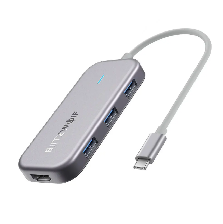 BlitzWolf® 7-in-1 USB Data Hub with 3-Port USB 3.0, HDMI, TF-SD Card Reader, USB-C PD Charging 4K Display BW-TH5 for MacBooks Laptops iPad Pros