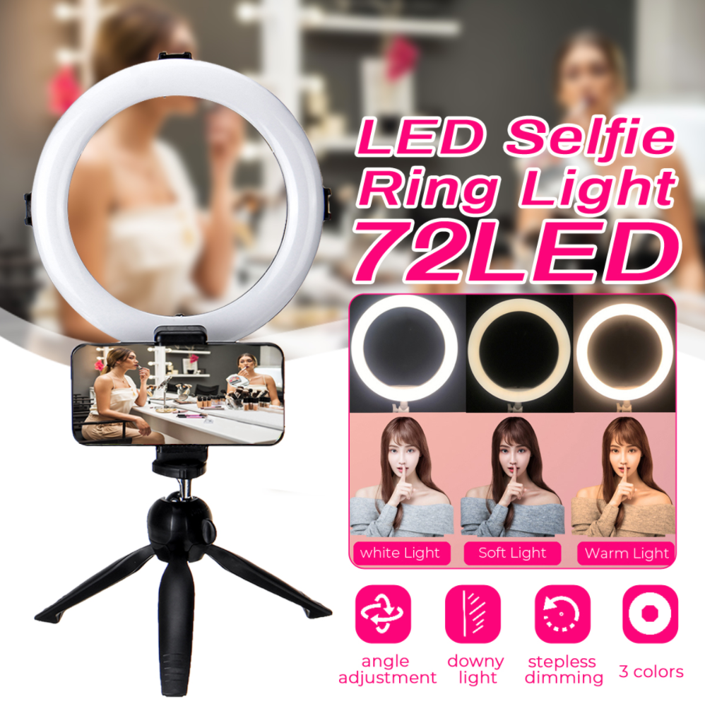 TechBolt™ LED Selfie Ring Light with Tri Color White, Warm and Soft Light Dimmable Settings