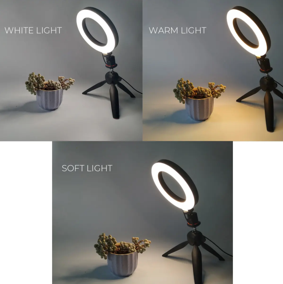 TechBolt™ LED Selfie Ring Light with Tri Color White, Warm and Soft Light Dimmable Settings