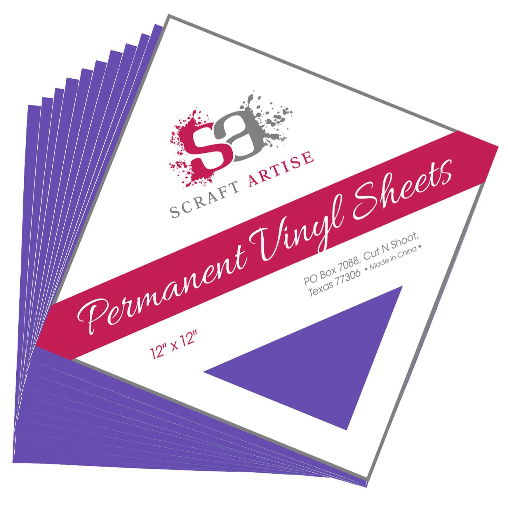 Scraft Artise Purple Matte Permanent Adhesive Craft Vinyl 12 x 12 Sheets - 10 Pack