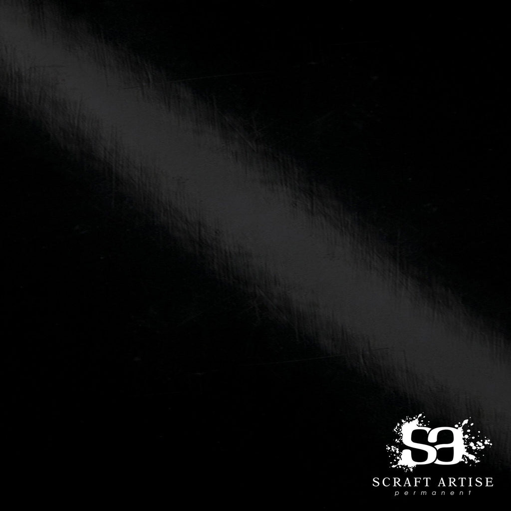 Glossy black permanent vinyl sheet with Scraft Artise logo